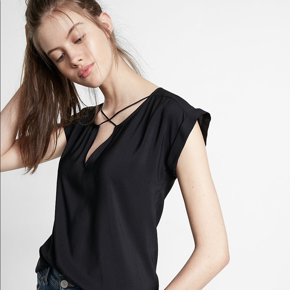 NWT Express Satin Cross Front Blouse